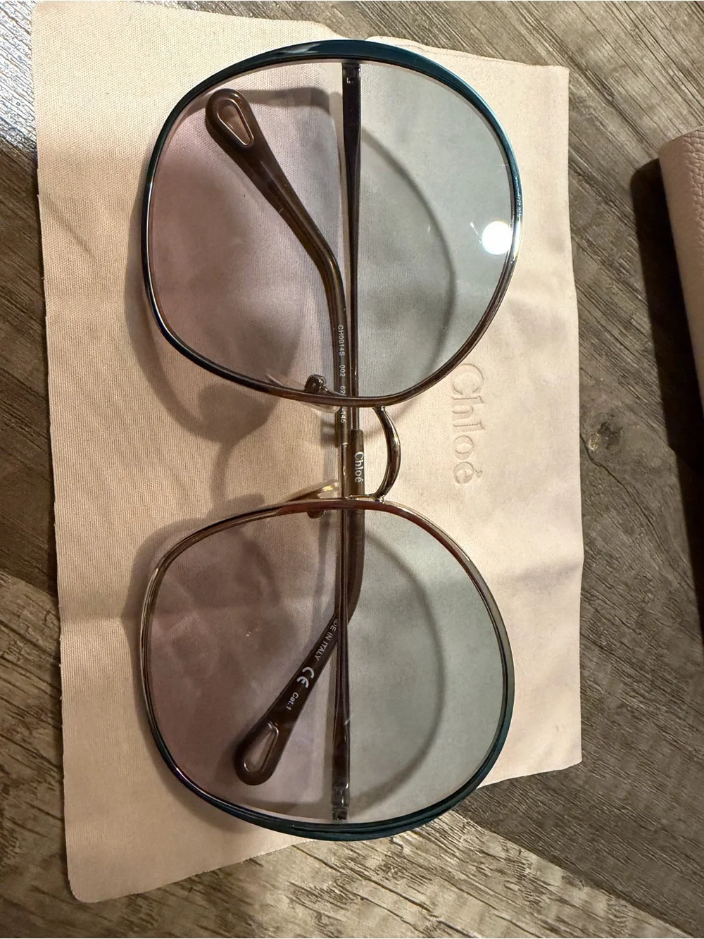 Chloé Oversized Square Gradient Sunglasses CH0041S 002 – Blue/Silver – Authentic